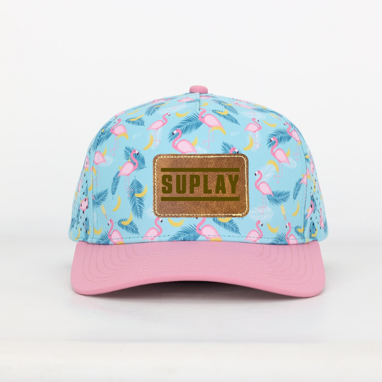 5‑Panel Hat performance hat with Leather Patch - Suplay.com