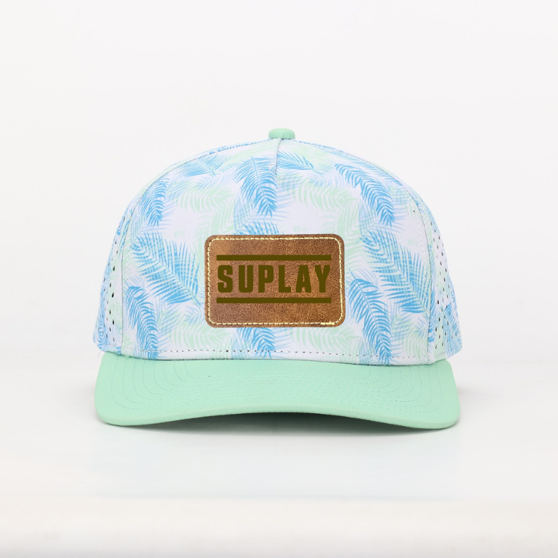5‑Panel Hat performance hat with Leather Patch - Suplay.com