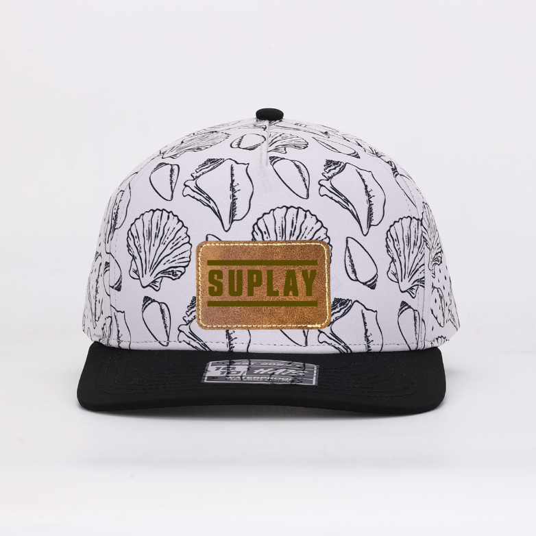 5‑Panel Hat performance hat with Leather Patch - Suplay.com