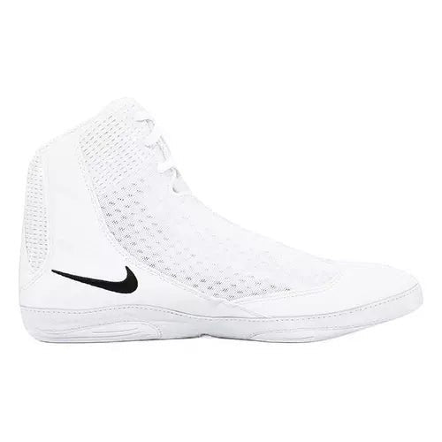 Suplay.com Nike Inflict 4 white wrestling shoes with breathable mesh upper and high-top ankle support.