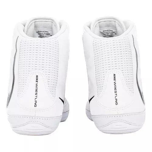 Suplay.com Nike Inflict 4 white high-top wrestling shoes with breathable mesh and supportive synthetic overlays.