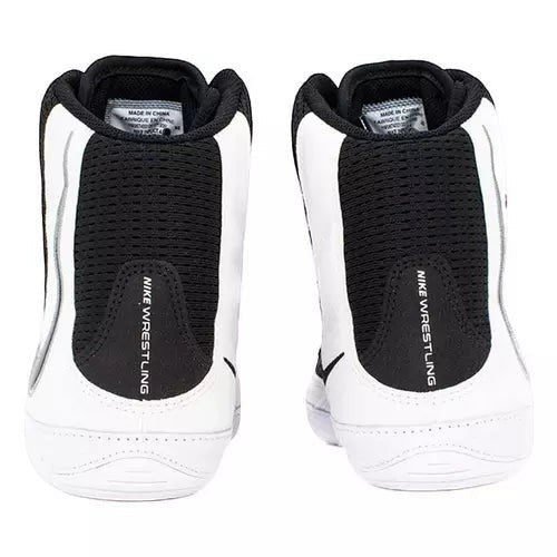 Suplay.com Nike Inflict 4 wrestling shoes in black and white with breathable mesh and high-top ankle support